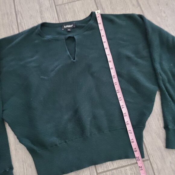 Express Forest Green Keyhole Ribbed Sweater Women's Size Medium - Picture 5 of 10